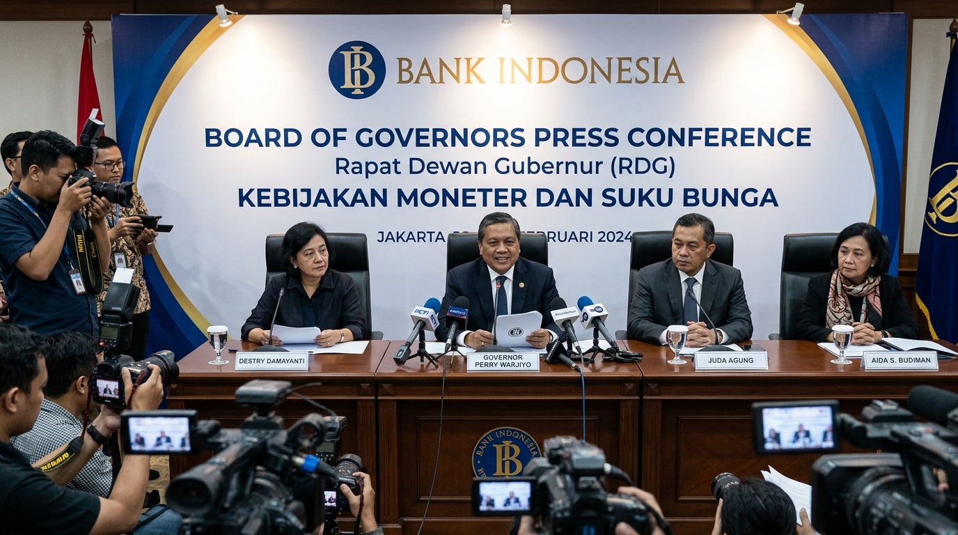 Konferensi pers Rapat Dewan Gubernur Bank Indonesia di Jakarta