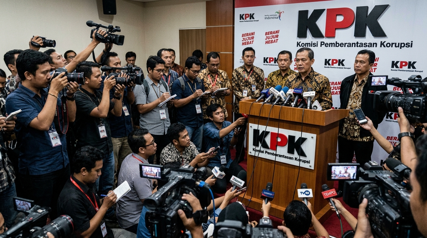 Konferensi pers pimpinan KPK di Gedung Merah Putih Jakarta